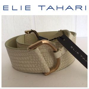 ELIE TAHARI CROCODILE LEATHER BELT IVORY MEDIUM NWT